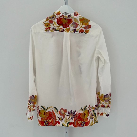 ETRO WHITE FLORAL COTTON TOP SIZE IT 46 / US 10 - Picture 7 of 17